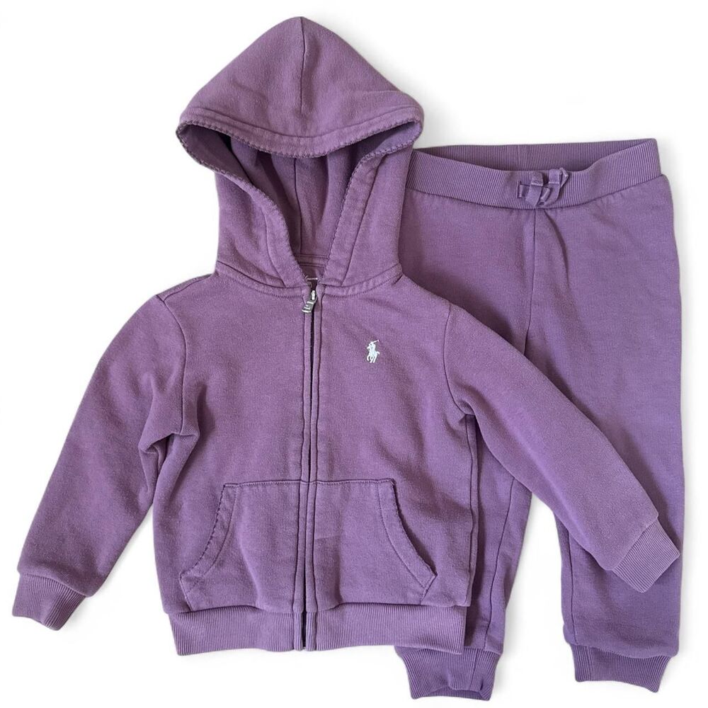 Ralph Lauren Toddler Fleece Hoodie & Sweatpants Set Purple 24M